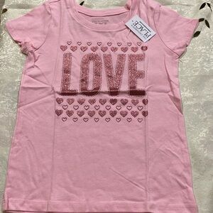 LOVE THE CHILDREN’S PLACE GLITTER SHORT SLEEVE TEE LIGHT PINK SIZE 4T